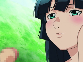 Hentai dickgirl gives guy a deep blowjob outdoors