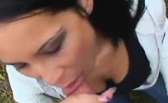 Pretty Brunette Amateur Girl Sucking Dick Outdoors In Public