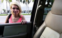 Cute Blonde Teen Hitchhikes And Pussy Railed In The Car