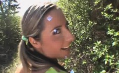 Pretty Brunette Sucking Dick And Taking Facial In Public