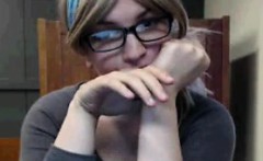 Nerdy Blonde Babe Flashes In Library