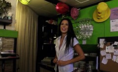 Barmaid Alexa Tomas Flashes Her Tits And Screwed Up For Cash