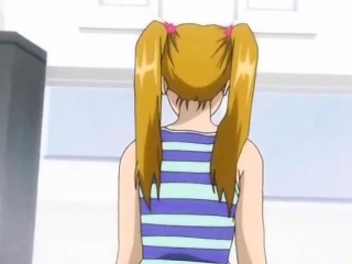 Busty anime gets huge dildo inside