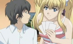 Stunning Hentai Blonde Rubs Dick