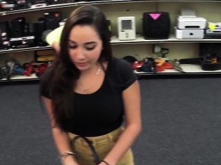 College bitch gets pounded hardcore style in the pawnshop