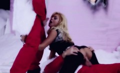 Clothed Blonde Fucking Threesome Santa Blowjob