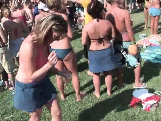 College babes flashing on the beach during spring break