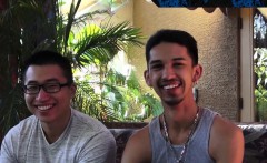 Straight asian rides cock