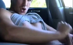 Str8 hot young jock jerks in his car