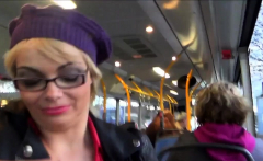 Threesome Blowjob In Bus