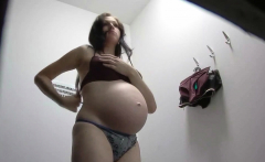 Pregnant Lady Changing Underwear at Public Changing Room