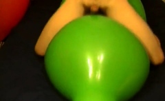 Big green balloon riding humping cum