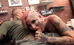 Big titty Evilyn Ink tattoos Sascha then gets fucked