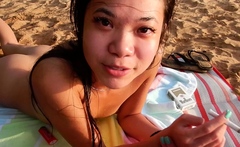Asian teen cums jerking