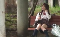 Asian Schoolgirl Shows Panties Upskirt In Public