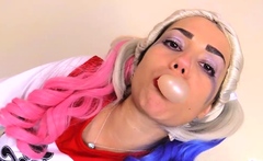 Harley Quinn in pantyhose foot tease