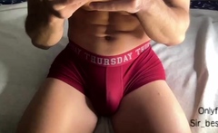 Incredible sexy twink with hard big muscles solo jerking fun