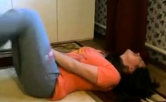 Cam Girl Tries Not to Get Caught While Masturbating
