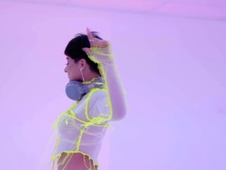 Neon lingerie looks hot on latina MILF