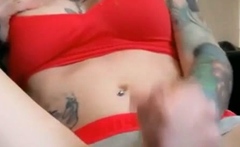 Blond Big Tits Stripper Masturbates With Toys