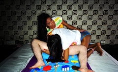 Lucky guy fucked two horny shemales