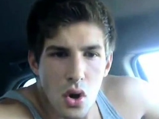 Str8 hot young jock jerks in his car