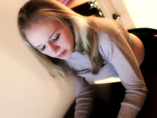 Blonde Teen getting spanked while facing camera