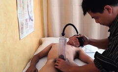 Asian doctor helping 21yo twinks cock