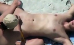 stepdaughter milks cock on beach (voyeur)