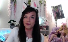 Solo shemale amateur with big tits masturbating