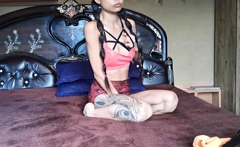 Amateur striptease and Solo masturbation