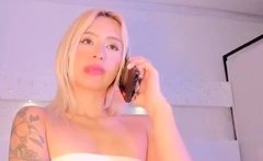 Close up with teen pussy pleased with dildo and vibrator