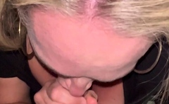 Huge boobs MILF giving blowjob POV