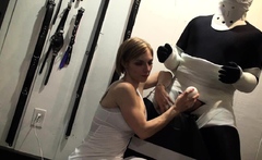 Femdom fetish mistresses fuck bdsm loser with strapon