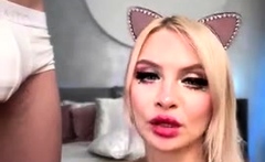 Amateur Blonde Girlfriend Homemade Blowjob And Handjob
