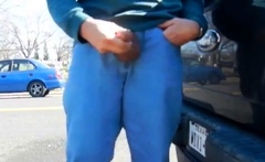 Big-cock Daddy Stroking Outdoors