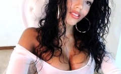 Busty brunette babe tease you with her big boobs