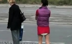 Publicsex amateur fucked outdoors by a stranger for cash