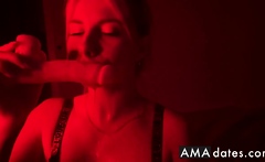 Tattooed Blonde Babe Demonstrates Blowjob Skills