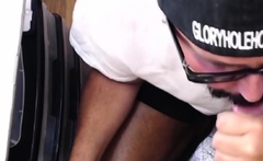 Spycam caught in gloryhole bearded suck