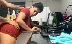 Horny maid in lil' dress - XXX! Big tits, ample ass, trampy