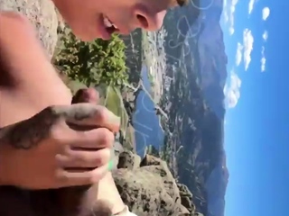 Brunette teen outdoor pov