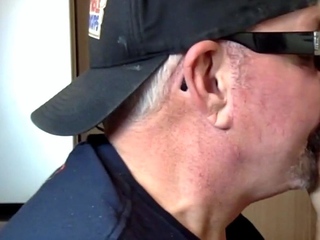 Moustache guy giving head in gloryhole