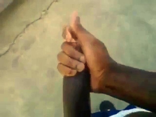 Huge Black Cock Masturbating and Cumming Outdoors