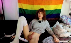 Shemale ladyboy in stockings solo