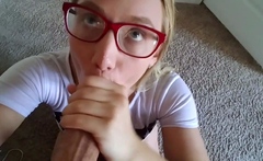 Sexy blonde blowjob and handjob
