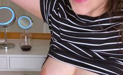 Cute amateur brunette naughty in solo jerking show on camera