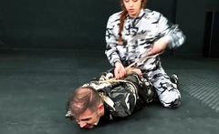 Bondagekitties - (spanish) - Military Man Hogtied And