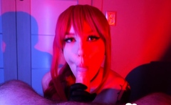 Wigged Babe Gives POV Blowjob Like a Pro