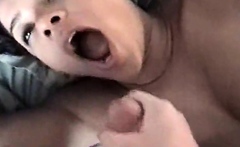American-African Girl's Messy Blowjob Facial